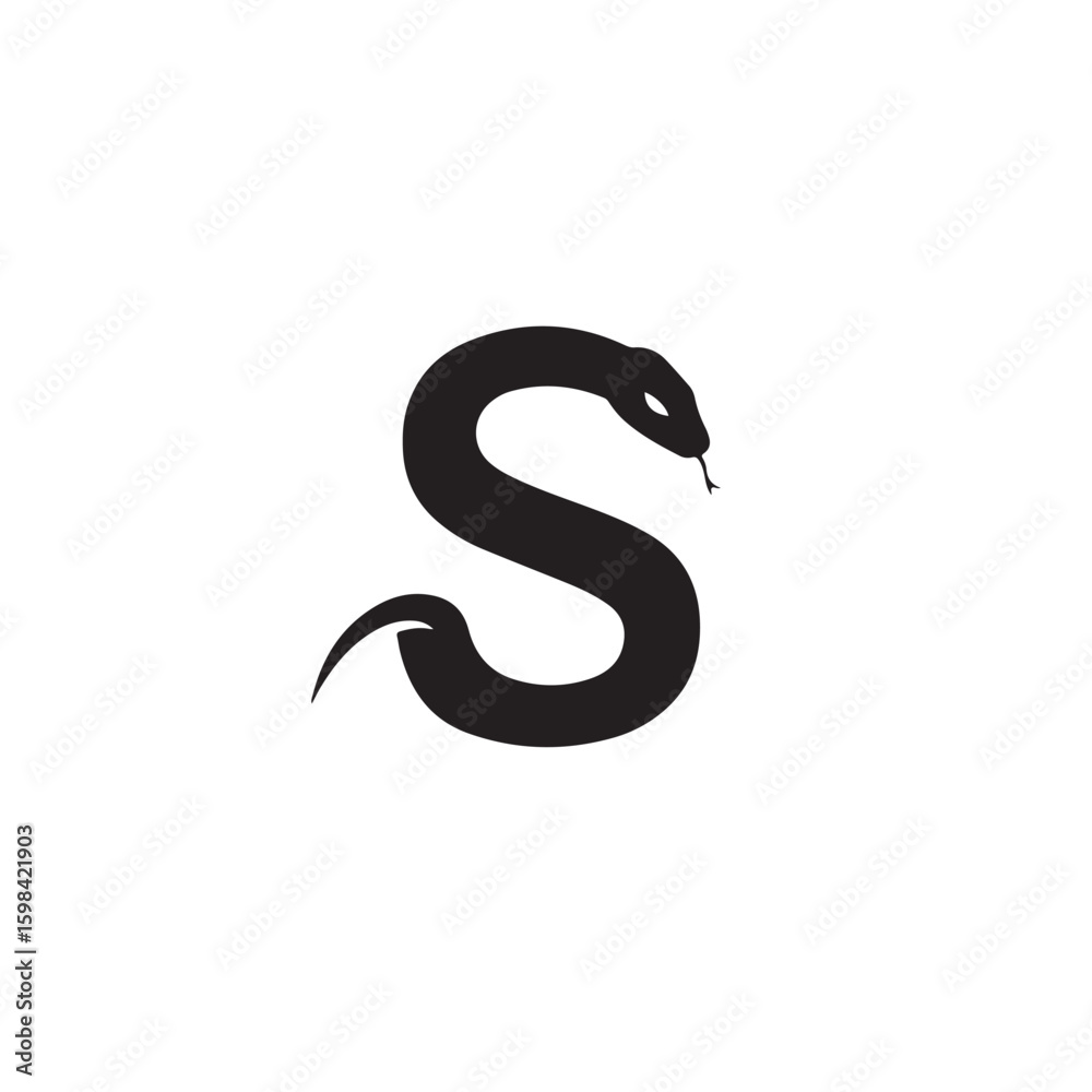 Fototapeta premium Elegant Snake Forming Letter S Logo Design for a Mysterious Brand