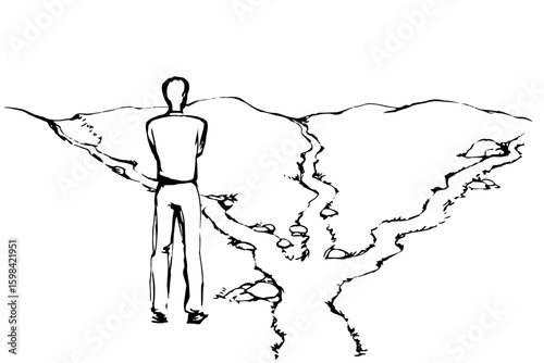 Man at the crossroads. Vector drawing