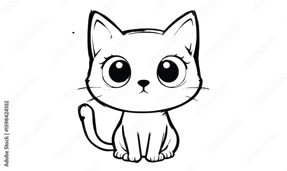 Fototapeta premium Standing Baby Cat Cartoon Vector Illustration