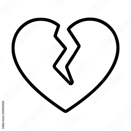Black Outline Broken Heart Icon
