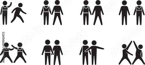 Partner Pose Vector Set – Lifestyle Illustration – Relationship Collection