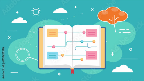A carefully crafted mind map in my journal serving as a visual reminder of my goals and a motivation to work towards them.. Vector illustration