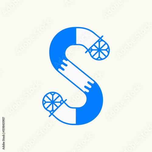 Artistic Letter S: The letter S as an illustration, combining the modern design of the letter with an element of abstract art, making it an artistic, eye-catching visual