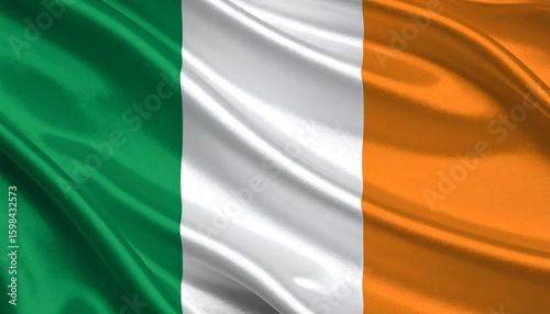 Ireland flag with vertical green, white, and orange stripes, representing peace and unity between different traditions