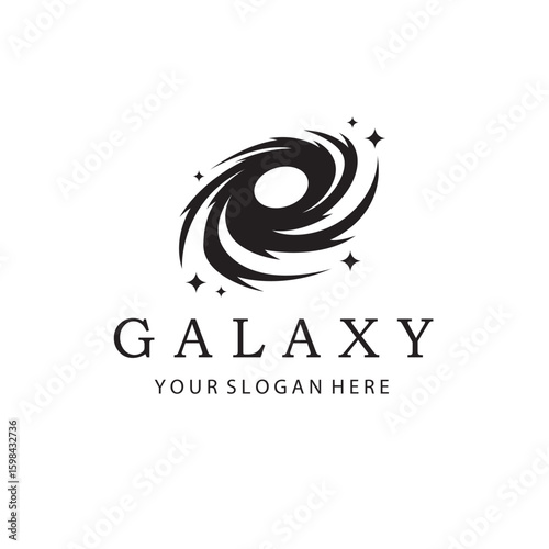 monochrome space galaxy icon isolated on white background