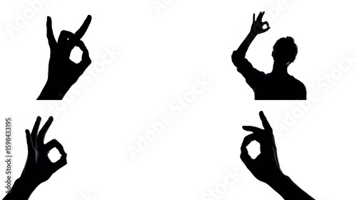 Silhouette hand gesture ok sign agreement approval fine expression perfect symbol success body language