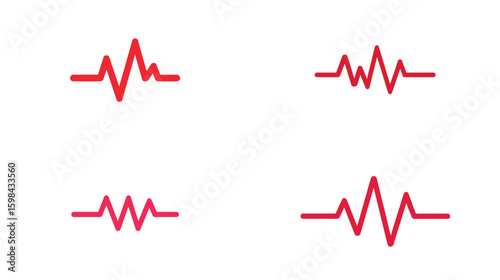 Red heartbeat ekg pulse signal rhythm health medical cardiology lifeline waveform monitor vital sign silhouette