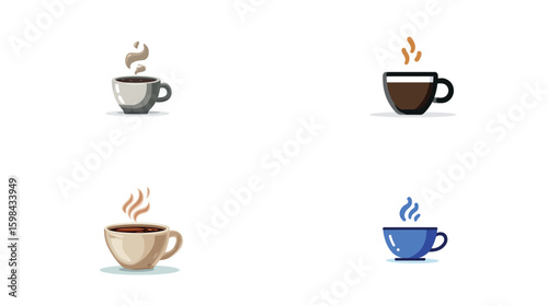 Coffee cups collection hot coffee morning beverage caffeine drink espresso latte cappuccino mocha tea cup silhouette
