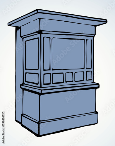 Shop stall. Vector drawing kiosk