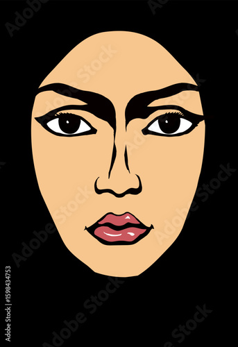 Woman face. Vector drawing icon