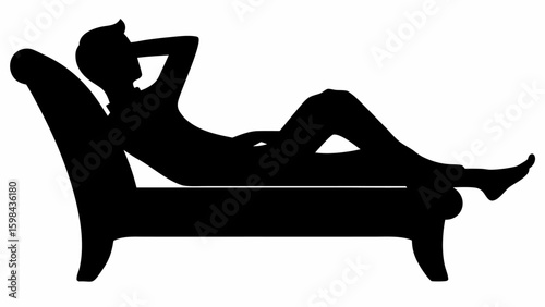 Silhouette of a person relaxing on a chaise lounge