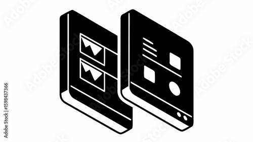 Isometric view of two folded screen devices black