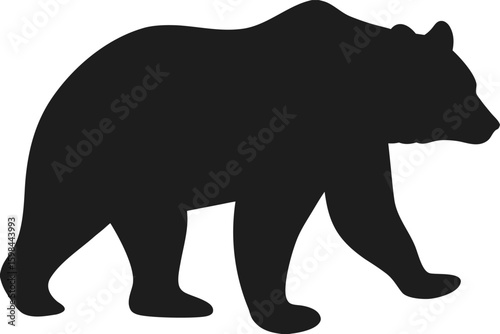Black silhouette of a walking grizzly bear