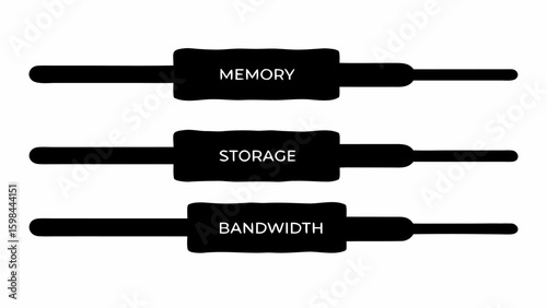 Memory storage and bandwidth labels in black color