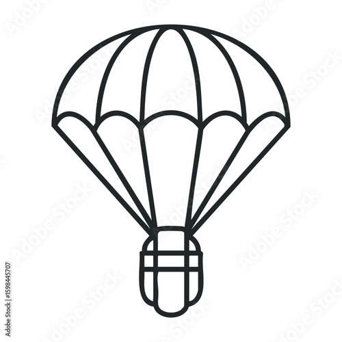 Simple line drawing of a parachute on a white background. Vector illustration