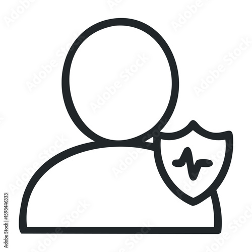 Abstract user icon with shield for security and coverage concepts. Vector illustration
