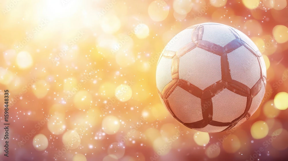 Fototapeta premium Soccer Ball, Golden Lights, Sport