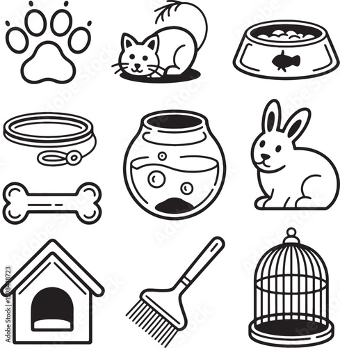 Paw print cat food bowl collar bone fishbowl rabbit dog house brush birdcage kitten