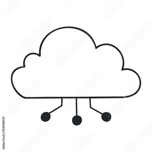 Minimalist cloud network icon representing digital connectivity and data storage. Vector illustration