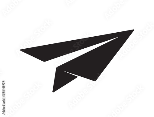 paper airplane symbolizing in silhouette on white background