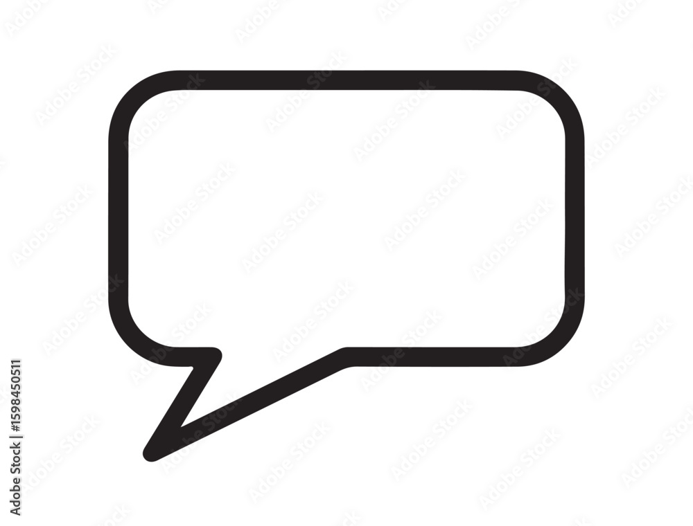 Naklejka premium Flat black speech bubble icon, simple outline style, on white background