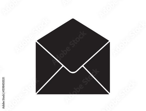 envelope-open on white background in silhouette