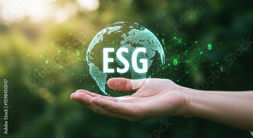 ESG and a Vision for a Sustainable World: An image showing the hand is delicately cradling a glowing globe symbolizing the importance of environmental, social, and governance responsibility.