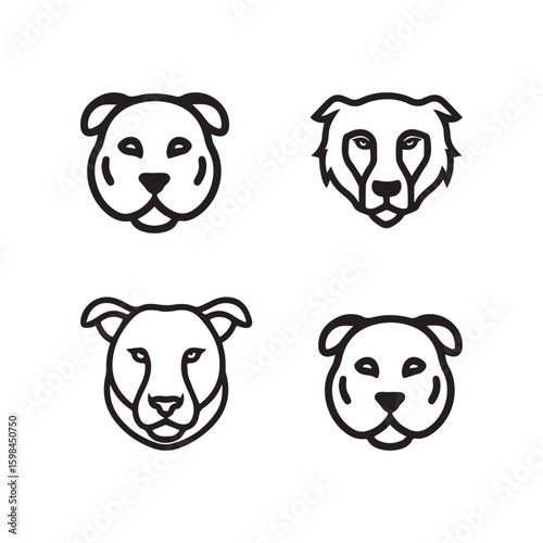 Minimal Dog Icon – Black and White Line Art Pet Illustration
