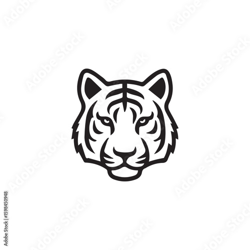 Tiger face vector black and white icon 