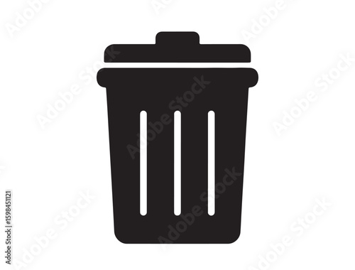 trash can icon in silhouette on white background