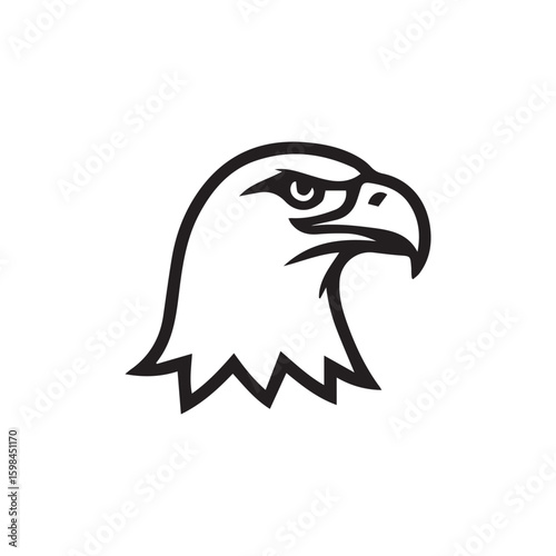 Minimal Eagle Icon – Black and White Line Art Bird Head Illustration