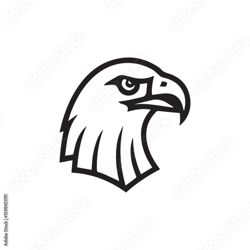 Minimal Eagle Icon – Black and White Line Art Bird Head Illustration