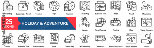 Travel And Tourism Icon Set 25 Outline Icons In Modern Style
