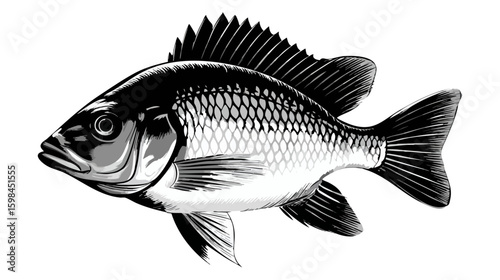 Tilapia fish vector illustration design, illustration isolated  on a white background.