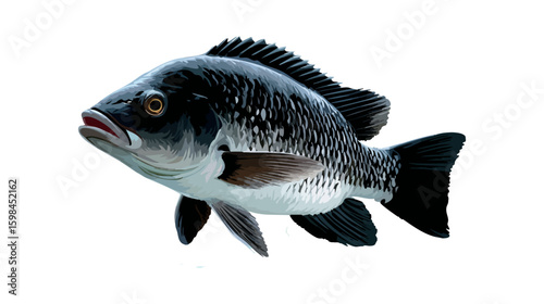 Tilapia fish vector illustration design, illustration isolated  on a white background.