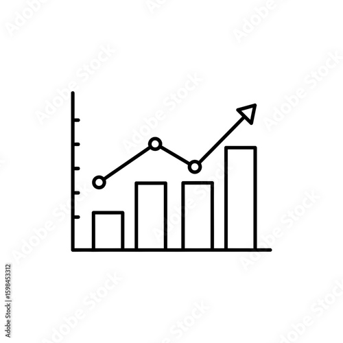 Black Lined Icon Representing Bar Chart Data Visualization