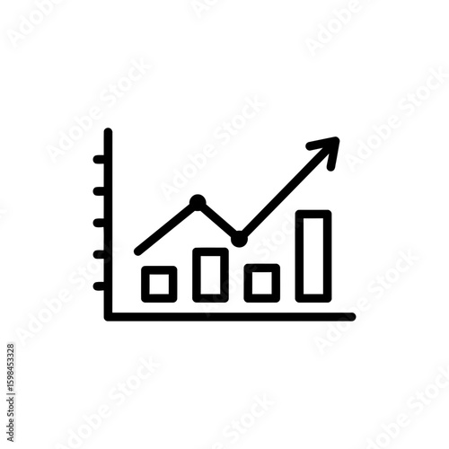 Black Lined Icon Representing General Chart or Graph Visualization