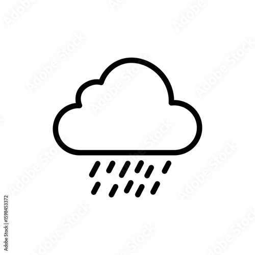 Black Lined Cloud Snow Icon With Falling Snowflakes