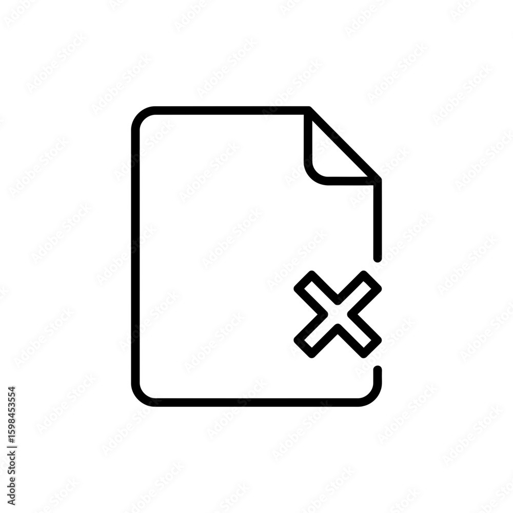 Obraz premium Black Lined Icon Representing Remove or Delete File Action