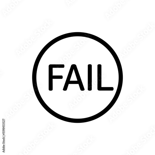 Fail Icon Representing Unsuccessful Result and Error Black Lined
