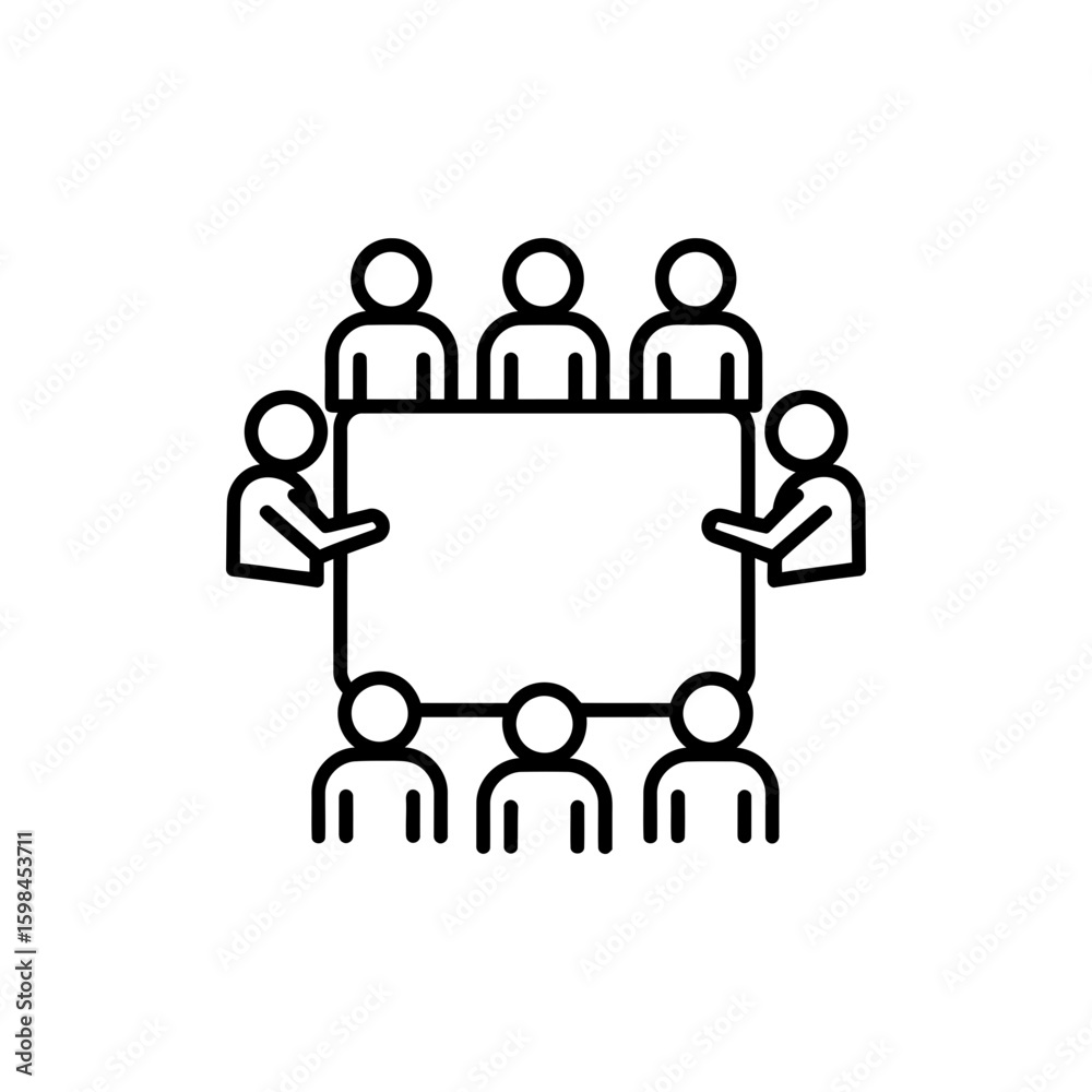 Fototapeta premium Black Lined Icon Representing Meeting or Group Discussion