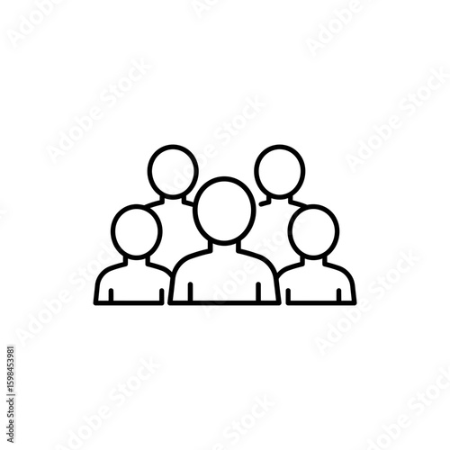 Team Black Line Icon for Collaboration and Group Work