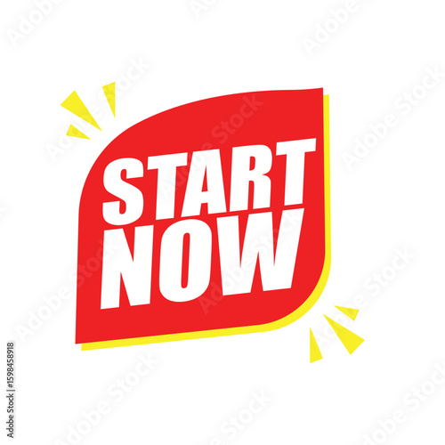 Start Now Label Sticker – Vector Tag for Call to Action, Motivation, and Quick Start Promos