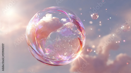 
Orb made entirely of soft pastel clouds,