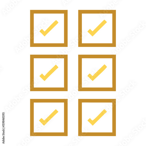 Checklist boxes with marks for task management and project completion for business and education use