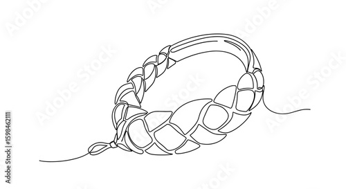 Hand-drawn bracelet design with intricate woven patterns in outline  