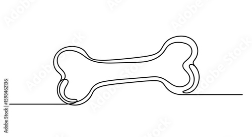 Continuous line art of a dog bone in minimalist style  