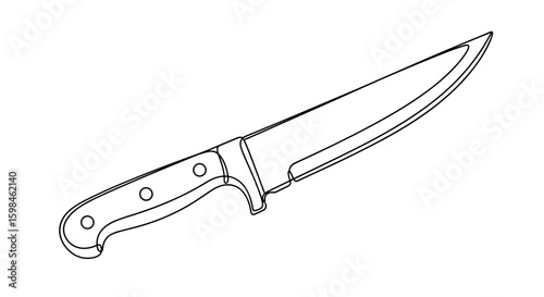 Kitchen knife with a curved blade and ergonomic handle design  