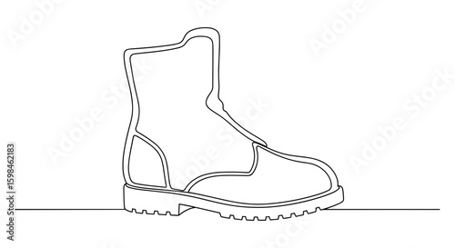 Single line drawing of a worker boot in minimal style  