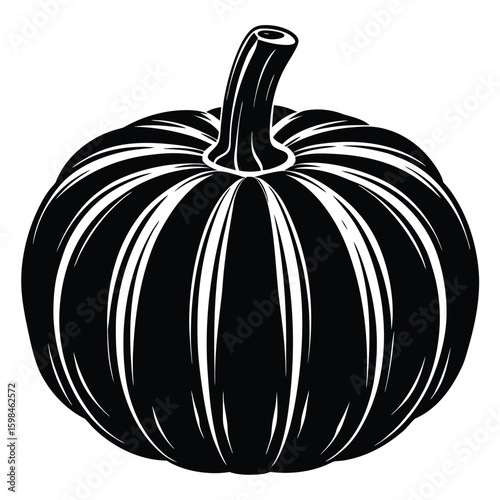 Black pumpkin icon with stem gourd